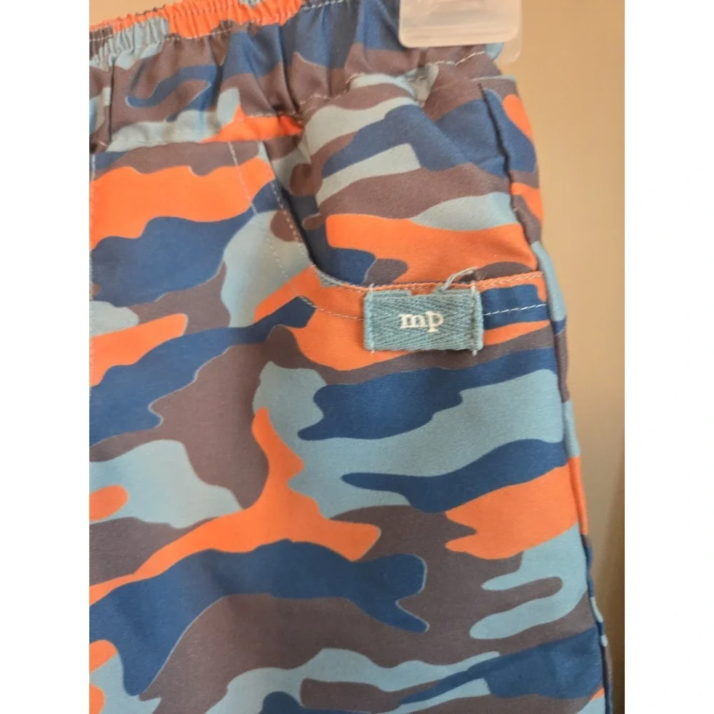 Mud Pie Little Boys Camo Swim Trunks 2T-3T Toddler Orange Blue Pockets